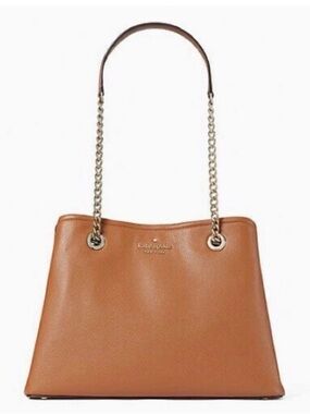 KATE SPADE ♠️ New York 🤎Jordyn🤎 MEDIUM CHAIN-HANDLE LEATHER TOTE BAG 🌟EUC🌟